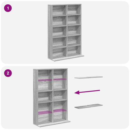 CD Cabinet Grey Sonoma 65 x 23.5 x 97.5 cm Engineered Wood
