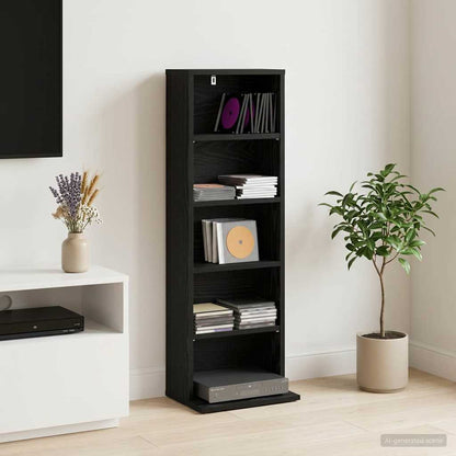 CD Cabinet Black Oak 33 x 23.5 x 97.5 cm Engineered Wood