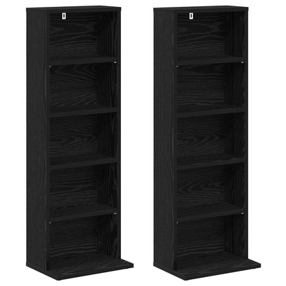 CD Cabinet 2 pcs Black Oak 33 x 23.5 x 97.5 cm Engineered Wood