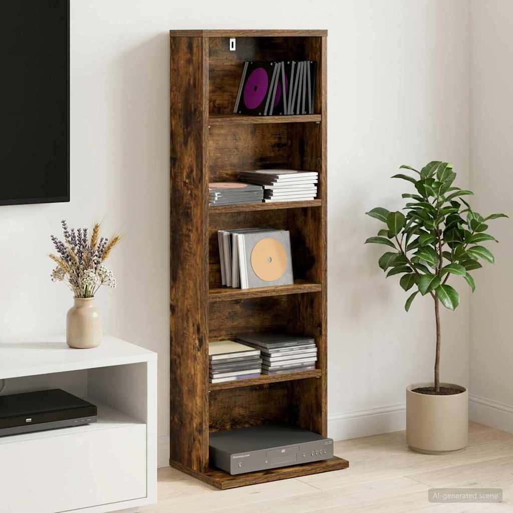 CD Cabinet Smoked Oak 33 x 23.5 x 97.5 cm Engineered Wood