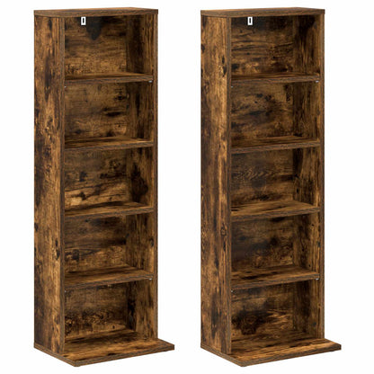 CD Cabinet 2 pcs Smoked Oak 33 x 23.5 x 97.5 cm Engineered Wood