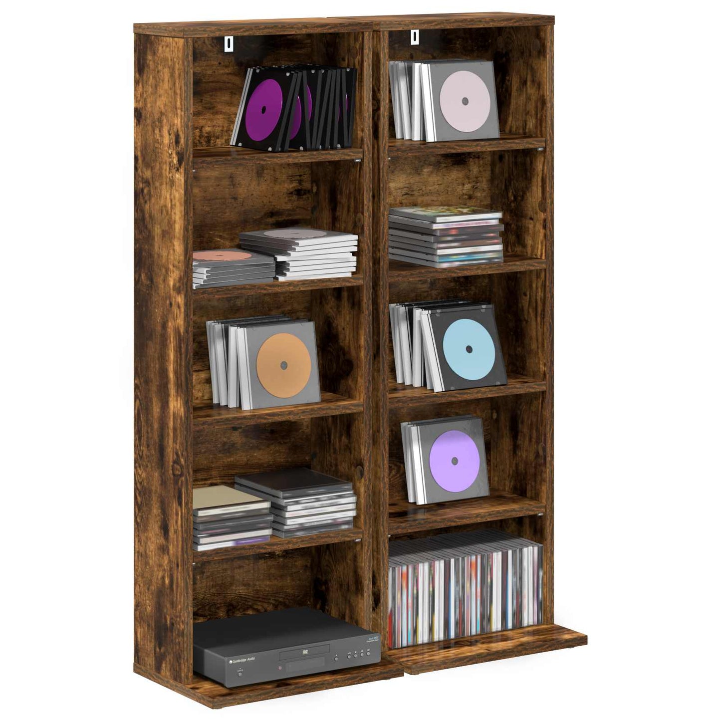 CD Cabinet 2 pcs Smoked Oak 33 x 23.5 x 97.5 cm Engineered Wood