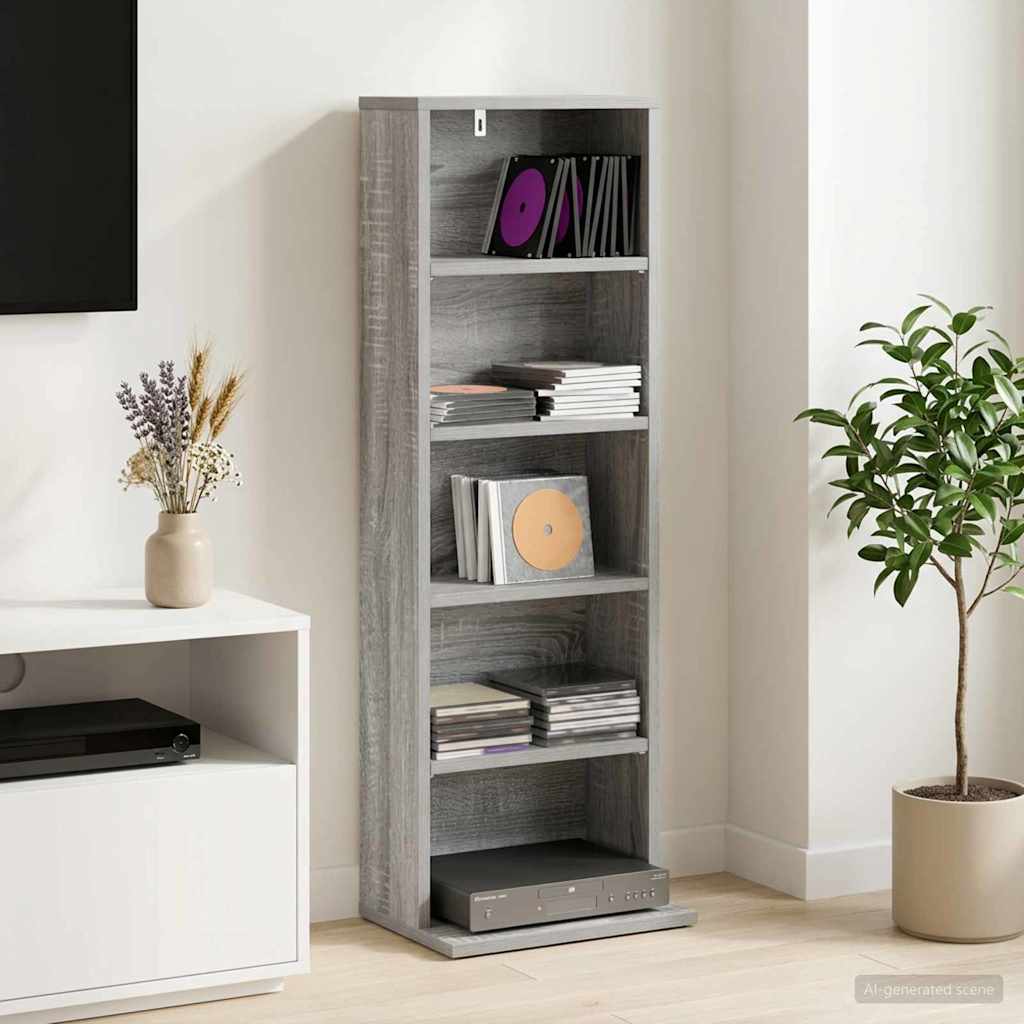 CD Cabinet Grey Sonoma 33 x 23.5 x 97.5 cm Engineered Wood