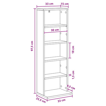 CD Cabinet Grey Sonoma 33 x 23.5 x 97.5 cm Engineered Wood