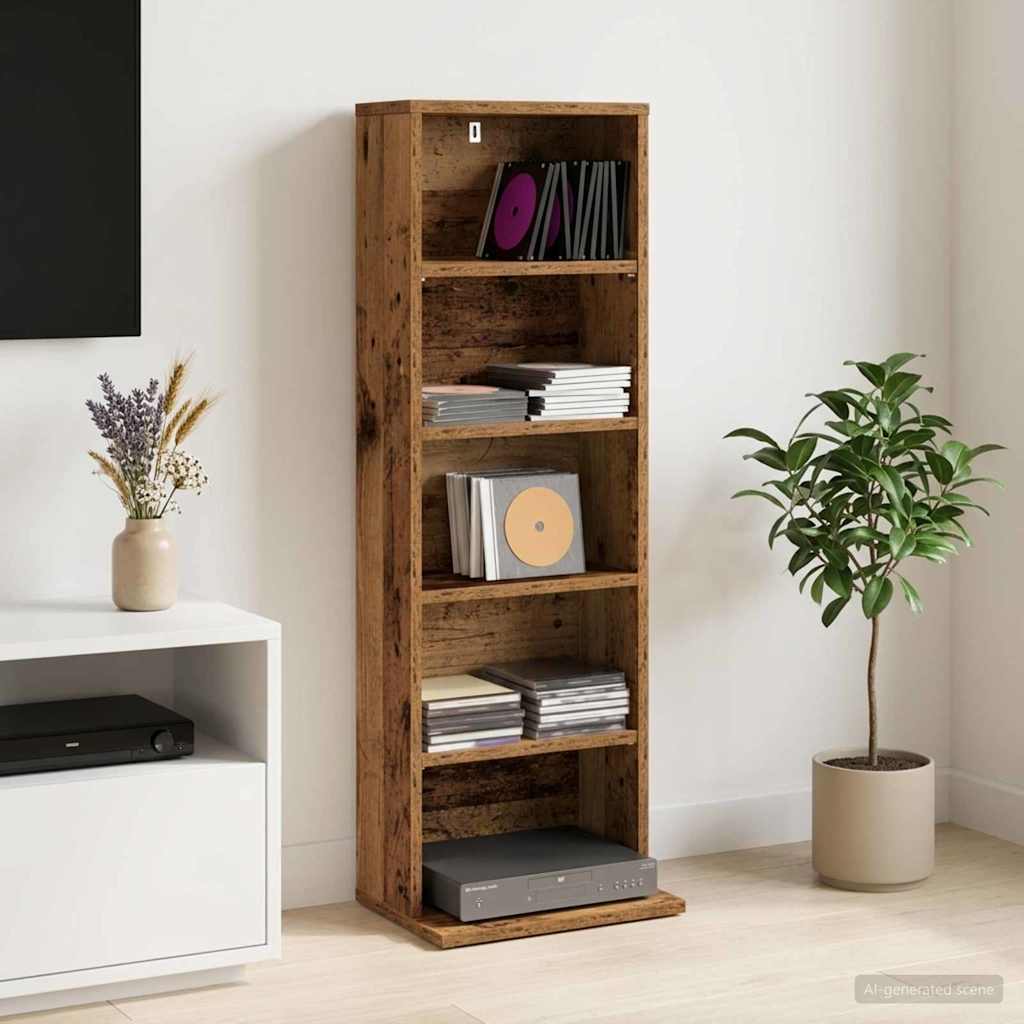CD Cabinet Old Wood 33 x 23.5 x 97.5 cm Engineered Wood