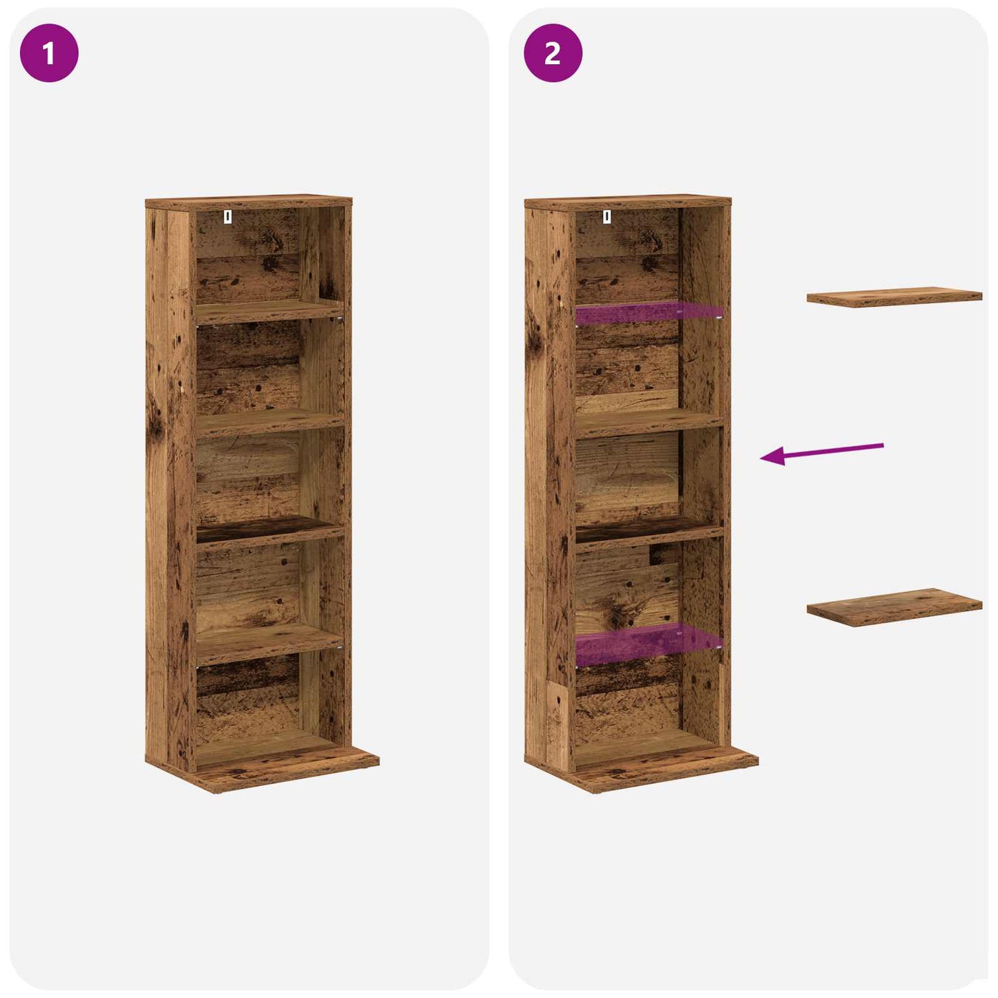 CD Cabinet Old Wood 33 x 23.5 x 97.5 cm Engineered Wood