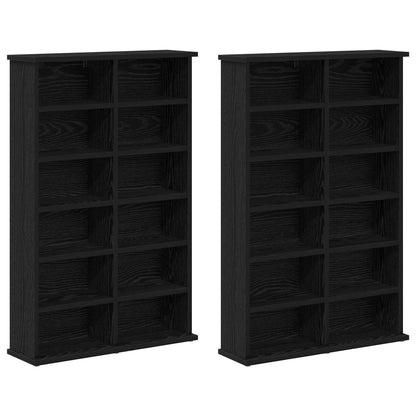 CD Cabinet 2 pcs Black Oak 60 x 17 x 92 cm Engineered Wood