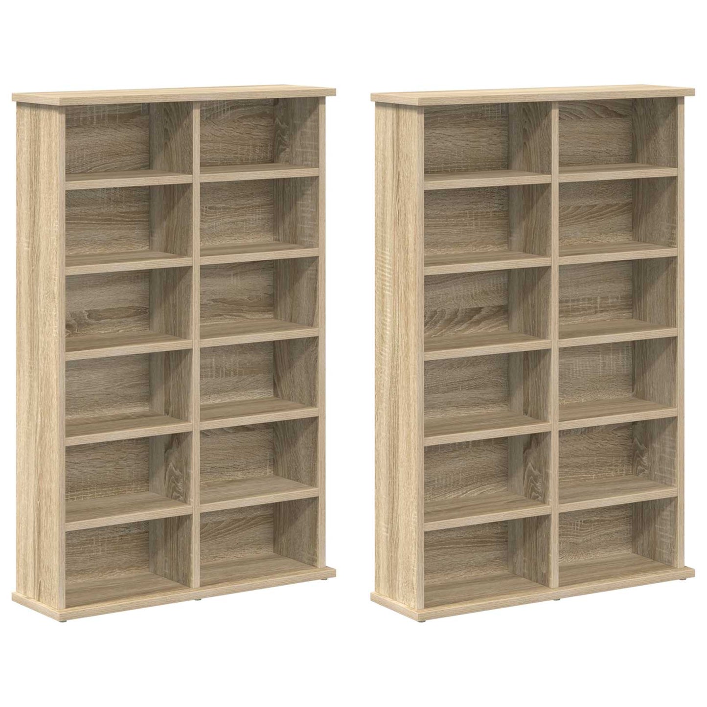 CD Cabinet 2 pcs Sonoma Oak 60 x 17 x 92 cm Engineered Wood