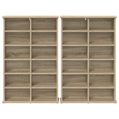 CD Cabinet 2 pcs Sonoma Oak 60 x 17 x 92 cm Engineered Wood