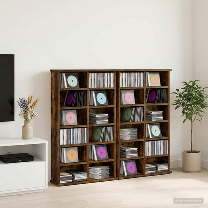 CD Cabinet 2 pcs Smoked Oak 60 x 17 x 92 cm Engineered Wood