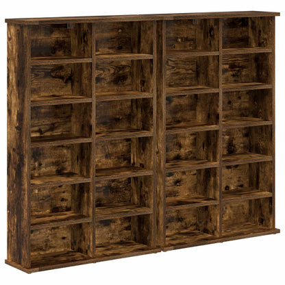 CD Cabinet 2 pcs Smoked Oak 60 x 17 x 92 cm Engineered Wood