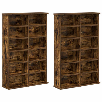 CD Cabinet 2 pcs Smoked Oak 60 x 17 x 92 cm Engineered Wood