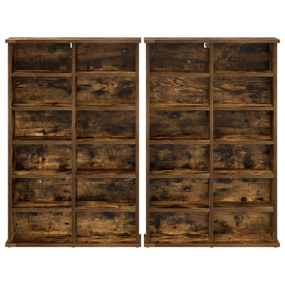 CD Cabinet 2 pcs Smoked Oak 60 x 17 x 92 cm Engineered Wood