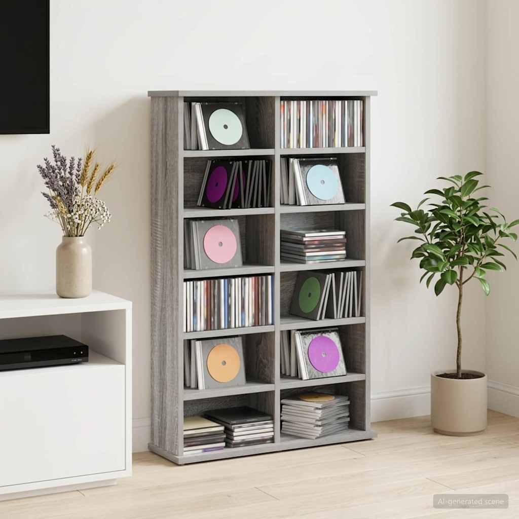 CD Cabinet Grey Sonoma 60 x 17 x 92 cm Engineered Wood