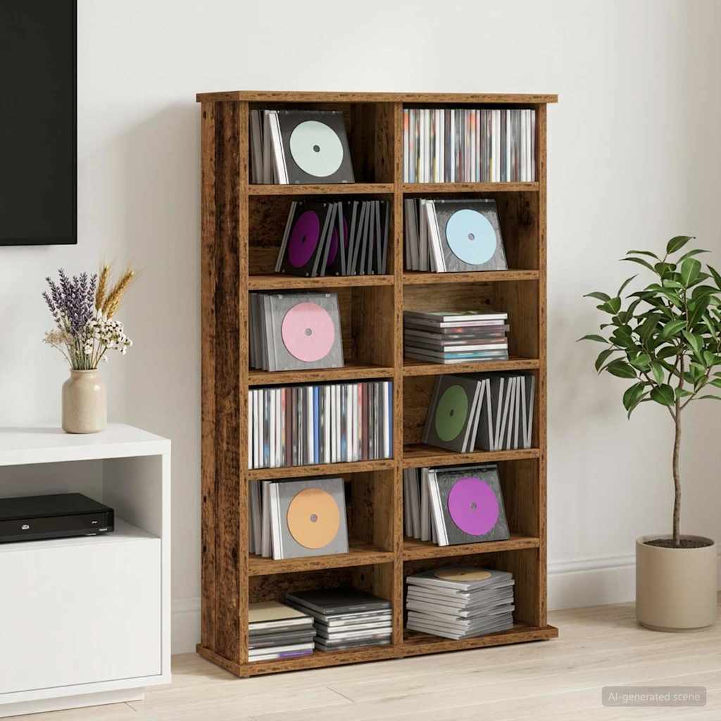 CD Cabinet Old Wood 60 x 17 x 92 cm Engineered Wood