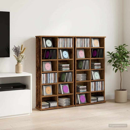 CD Cabinet 2 pcs Old Wood 60 x 17 x 92 cm Engineered Wood