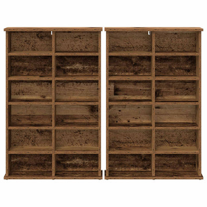 CD Cabinet 2 pcs Old Wood 60 x 17 x 92 cm Engineered Wood