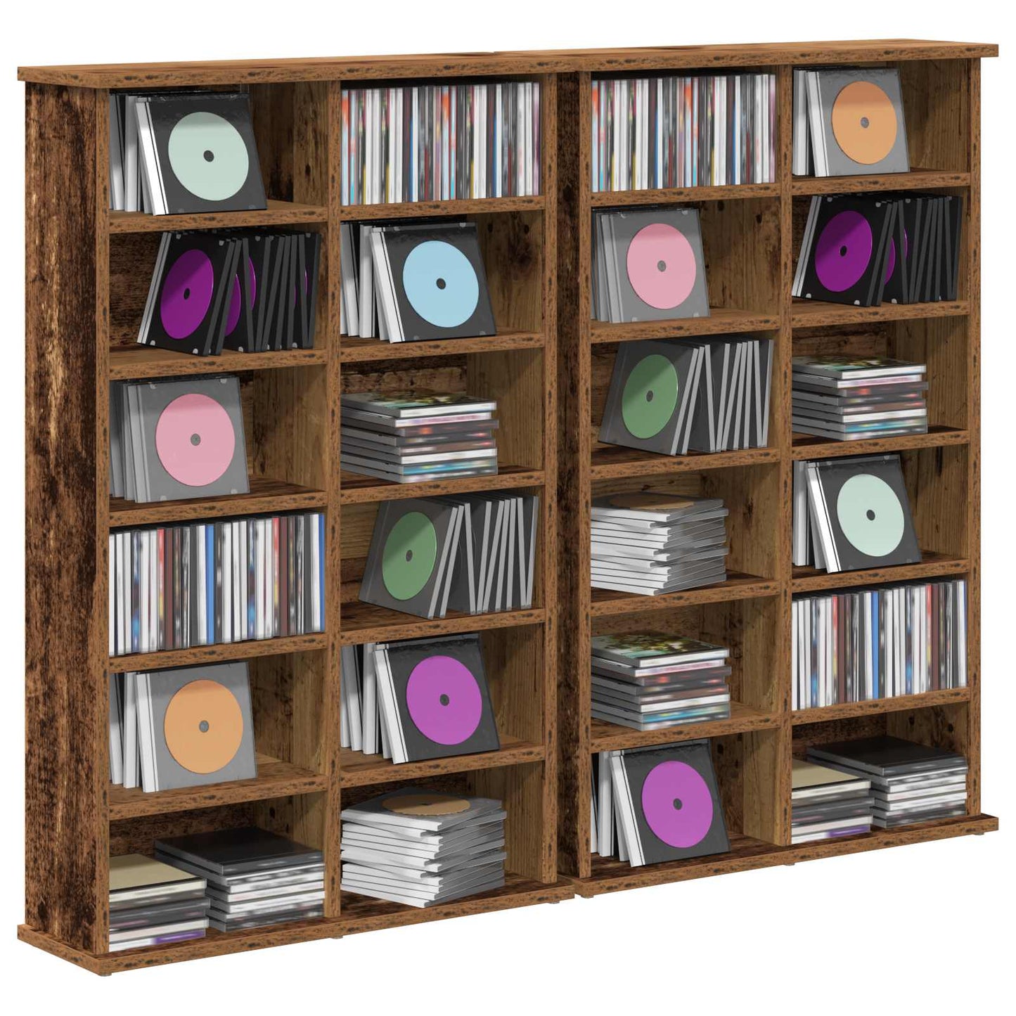 CD Cabinet 2 pcs Old Wood 60 x 17 x 92 cm Engineered Wood