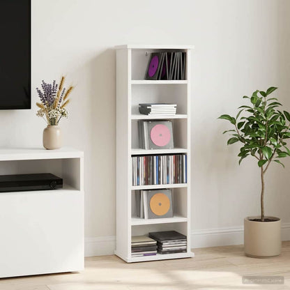 CD Cabinet White 32 x 17 x 92 cm Engineered Wood