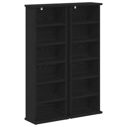 CD Cabinet 2 pcs Black Oak 32 x 17 x 92 cm Engineered Wood