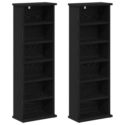 CD Cabinet 2 pcs Black Oak 32 x 17 x 92 cm Engineered Wood