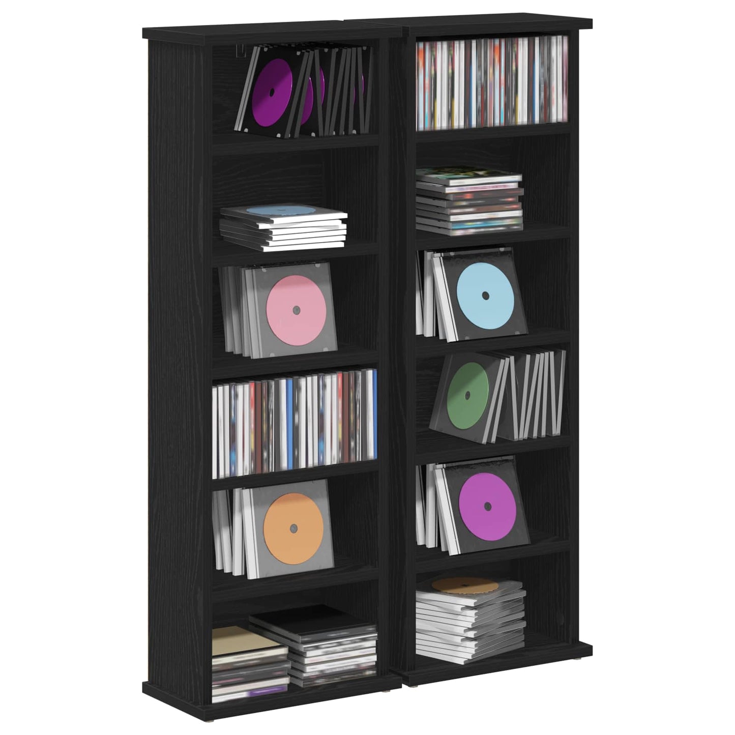 CD Cabinet 2 pcs Black Oak 32 x 17 x 92 cm Engineered Wood