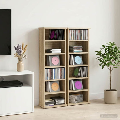 CD Cabinet 2 pcs Sonoma Oak 32 x 17 x 92 cm Engineered Wood