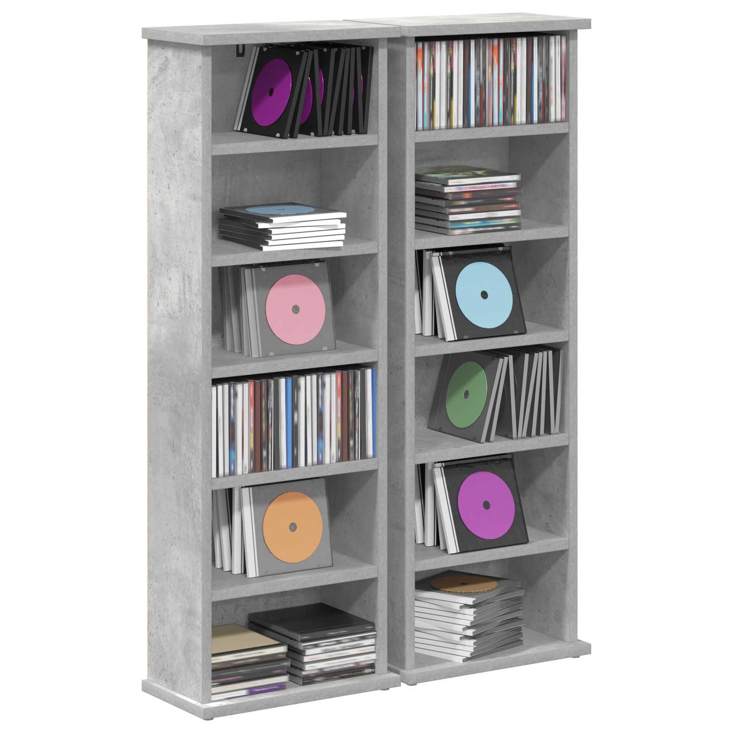 CD Cabinet 2 pcs Concrete Grey 32 x 17 x 92 cm Engineered Wood