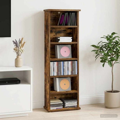 CD Cabinet Smoked Oak 32 x 17 x 92 cm Engineered Wood