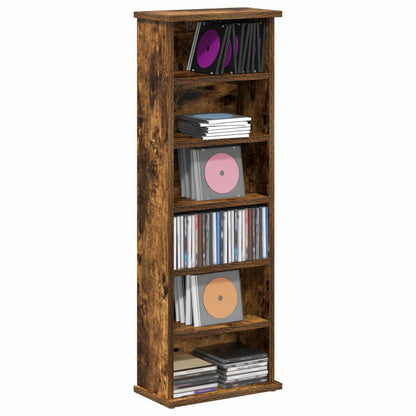 CD Cabinet Smoked Oak 32 x 17 x 92 cm Engineered Wood