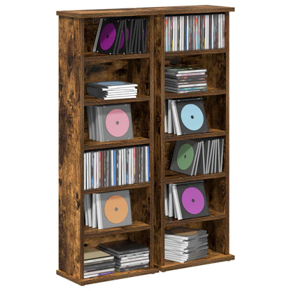 CD Cabinet 2 pcs Smoked Oak 32 x 17 x 92 cm Engineered Wood