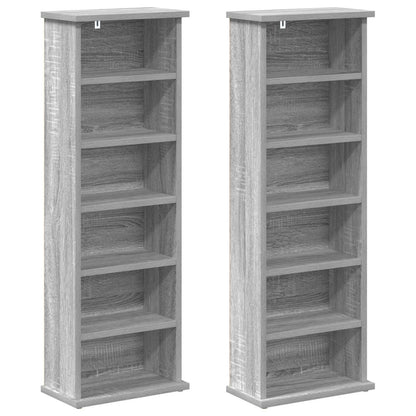 CD Cabinet 2 pcs Grey Sonoma 32 x 17 x 92 cm Engineered Wood