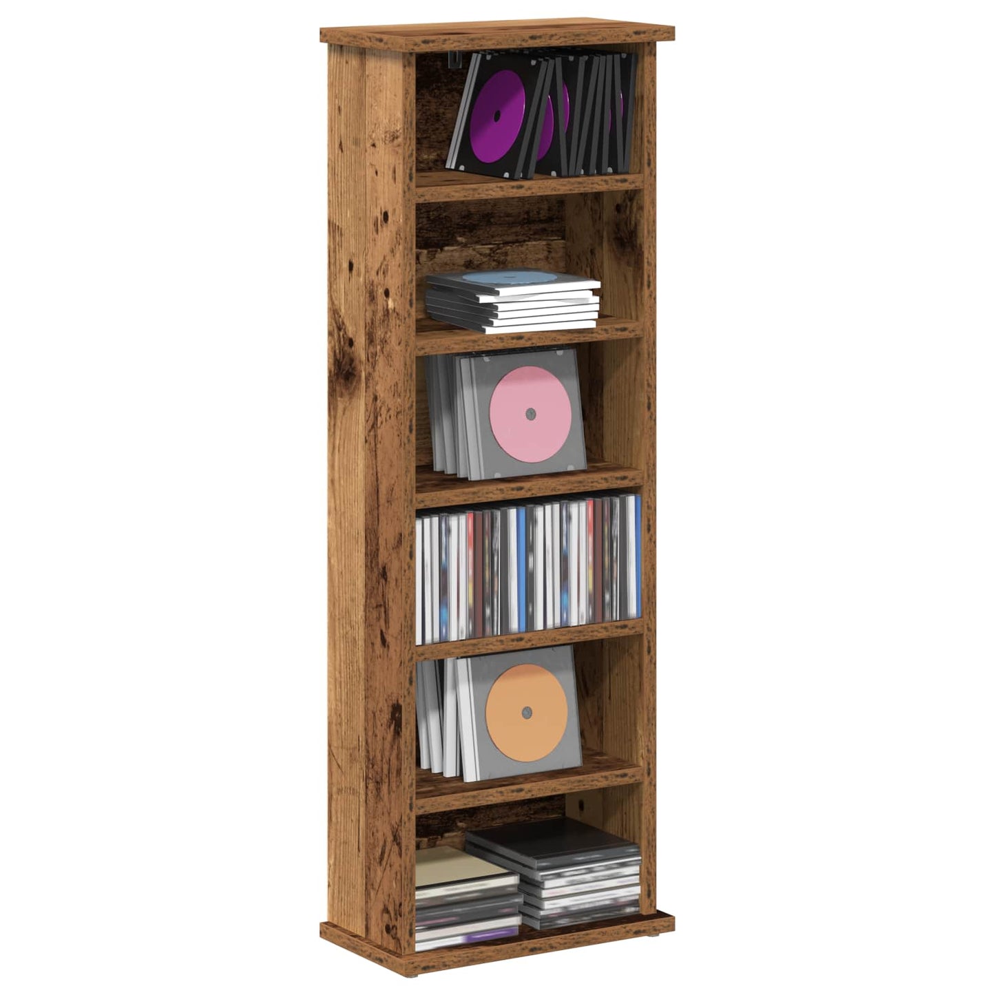 CD Cabinet Oak Wood 32 x 17 x 92 cm Engineered Wood