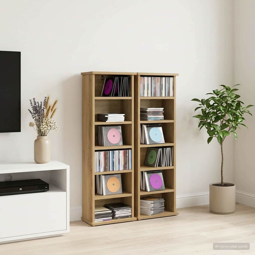 CD Cabinet 2 pcs Artisan Oak 32 x 17 x 92 cm Engineered Wood