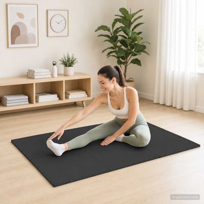 Floor Mats 12 pcs Black 4.32 m² EVA Foam