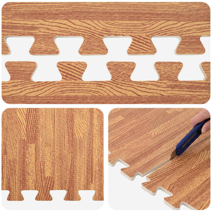 Floor Mats 12 pcs Wood 4.32 m² EVA Foam