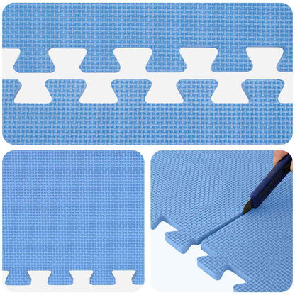 Pool Ground Mat 16 pcs Ø 235 cm Round EVA Foam Blue