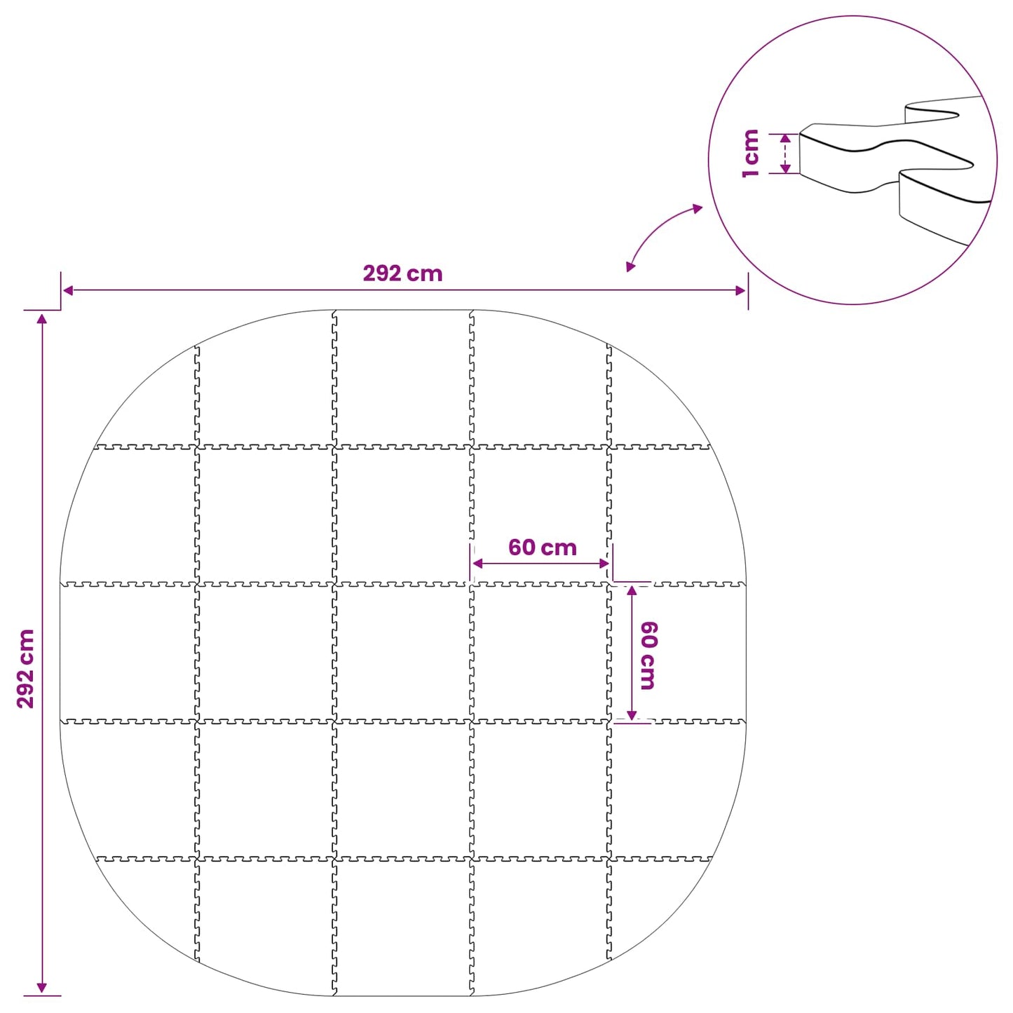 Pool Ground Mat 25 pcs Ø 292 cm Round EVA Foam Blue