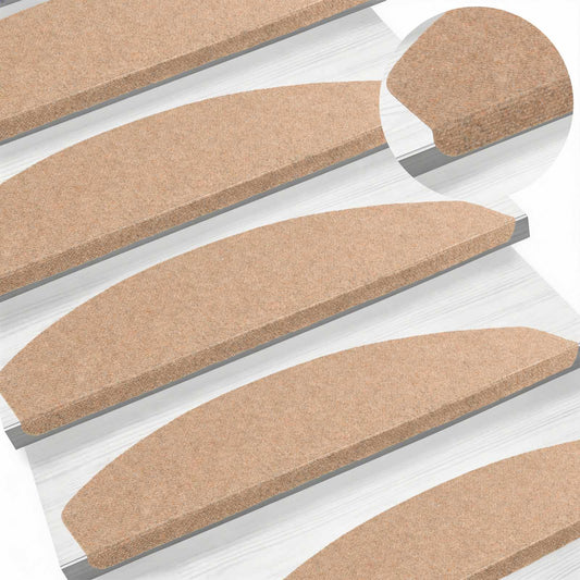 Self-adhesive Stair Mats 15 pcs 80 x 28 x 3.5 cm Beige
