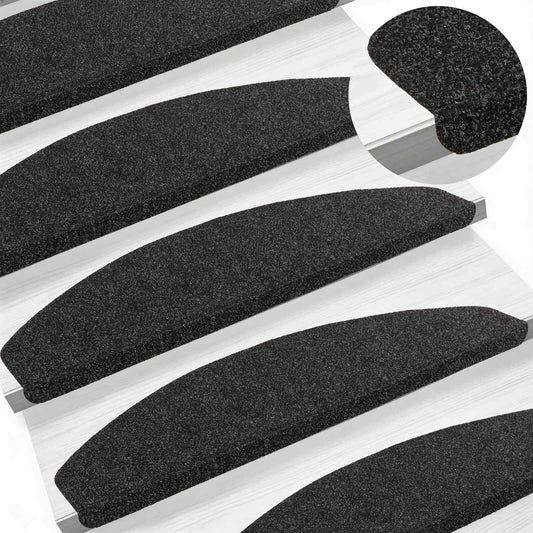 Self-adhesive Stair Mats 15 pcs 80 x 28 x 3.5 cm Black
