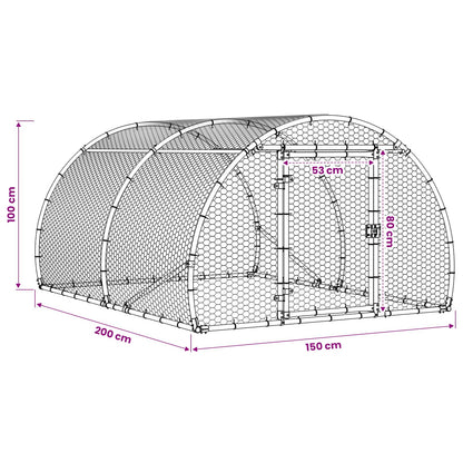 Chicken Coop Silver 200 x 150 x 100 cm Galvanised Steel