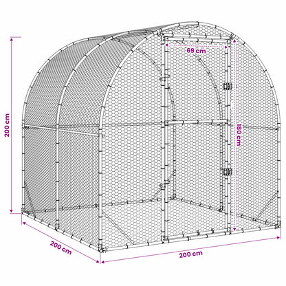 Chicken Coop Silver 200 x 200 x 200 cm Galvanised Steel