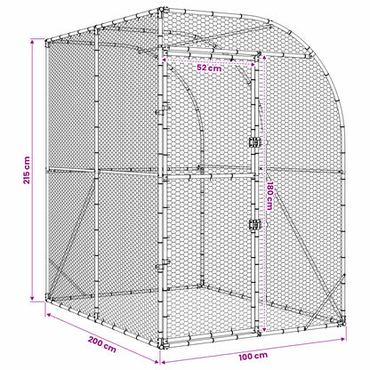 Chicken Coop Silver 200 x 100 x 215 cm Galvanised Steel