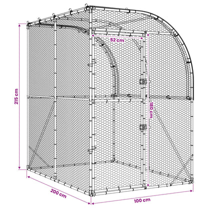 Chicken Coop Silver 200 x 100 x 215 cm Galvanised Steel