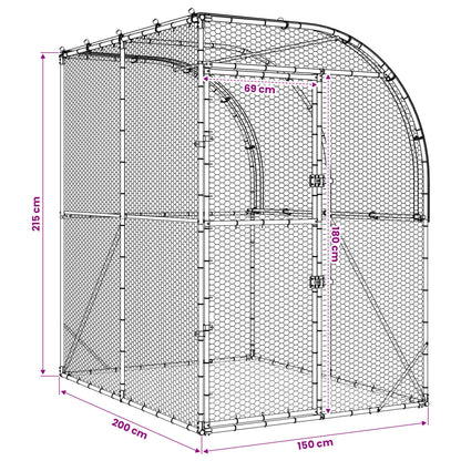 Chicken Coop Silver 200 x 150 x 215 cm Galvanised Steel