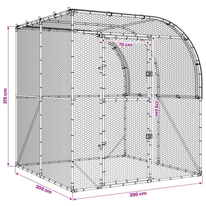 Chicken Coop Silver 200 x 200 x 215 cm Galvanised Steel