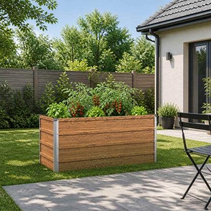 Raised Garden Bed Wood Brown 100 x 40 x 55 cm cold-rolled steel