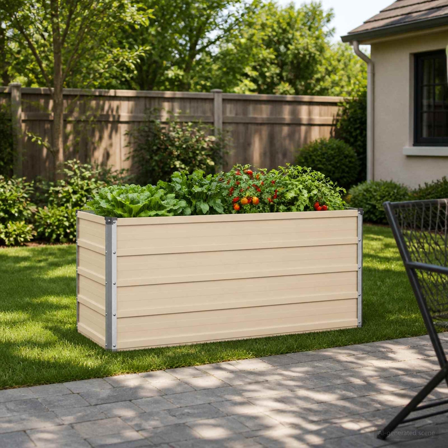 Raised Garden Bed Ivory 100 x 40 x 55 cm cold-rolled steel