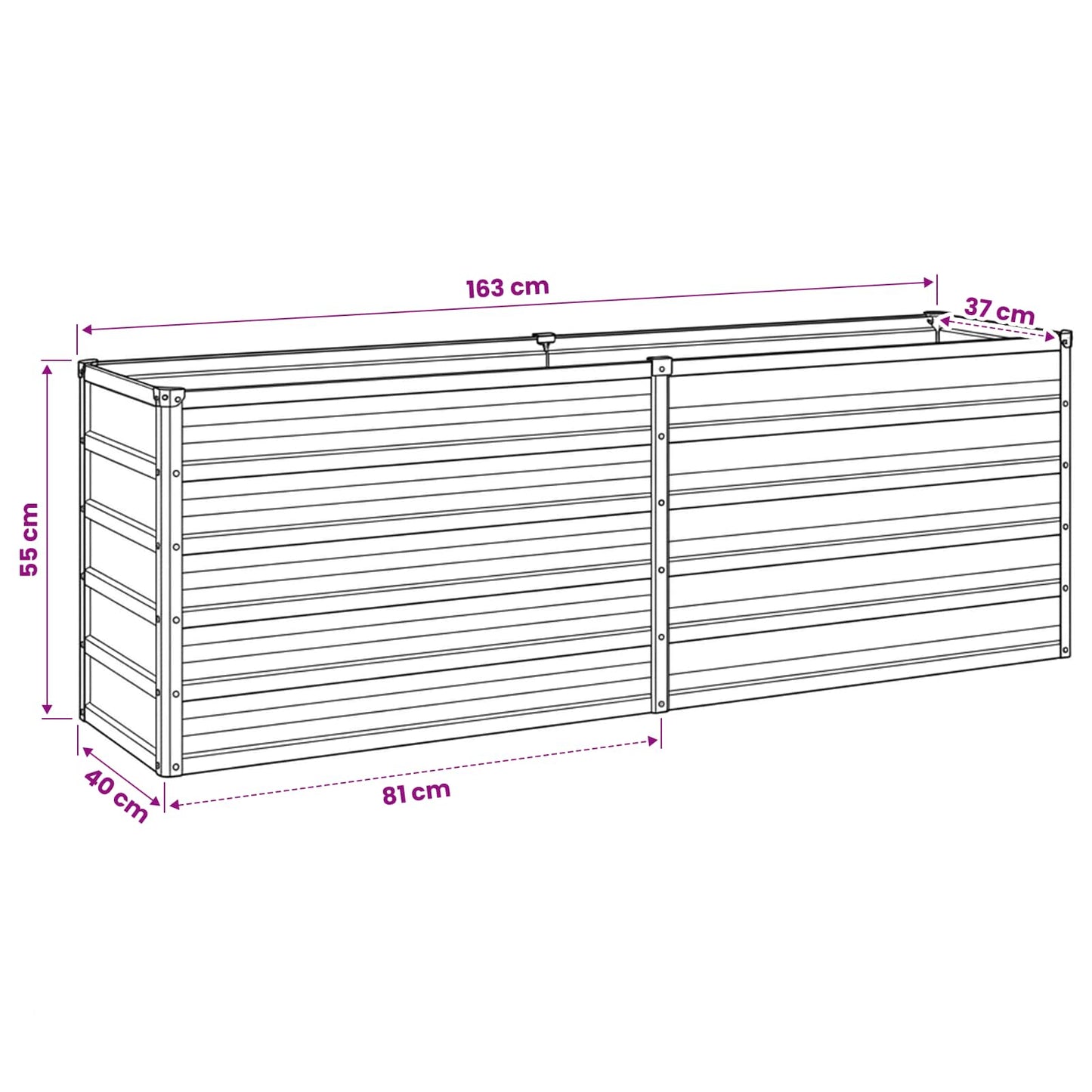 Raised Garden Bed Silver 160 x 40 x 55 cm galvanized