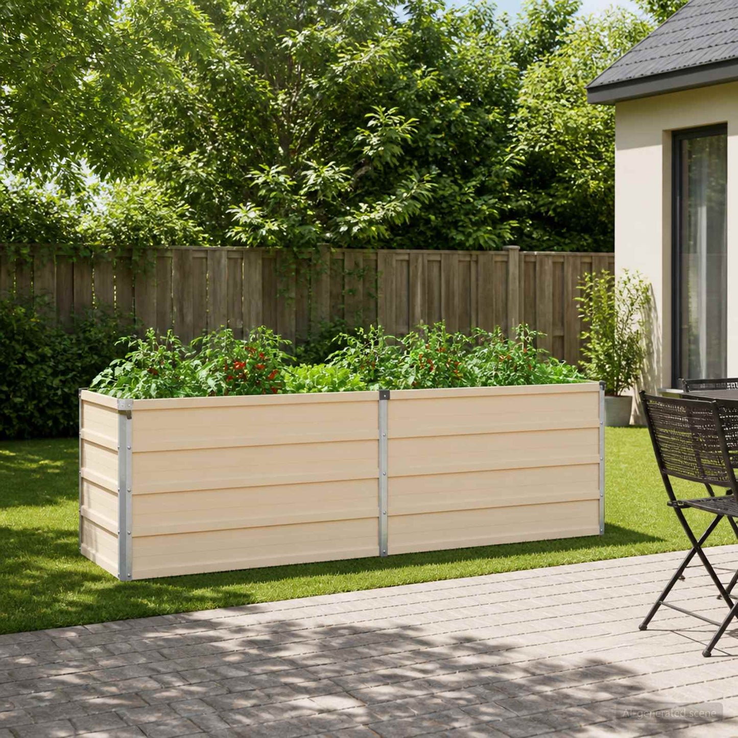 Raised Garden Bed Ivory 160 x 40 x 55 cm cold-rolled steel